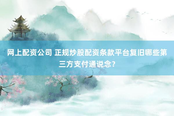 网上配资公司 正规炒股配资条款平台复旧哪些第三方支付通说念？